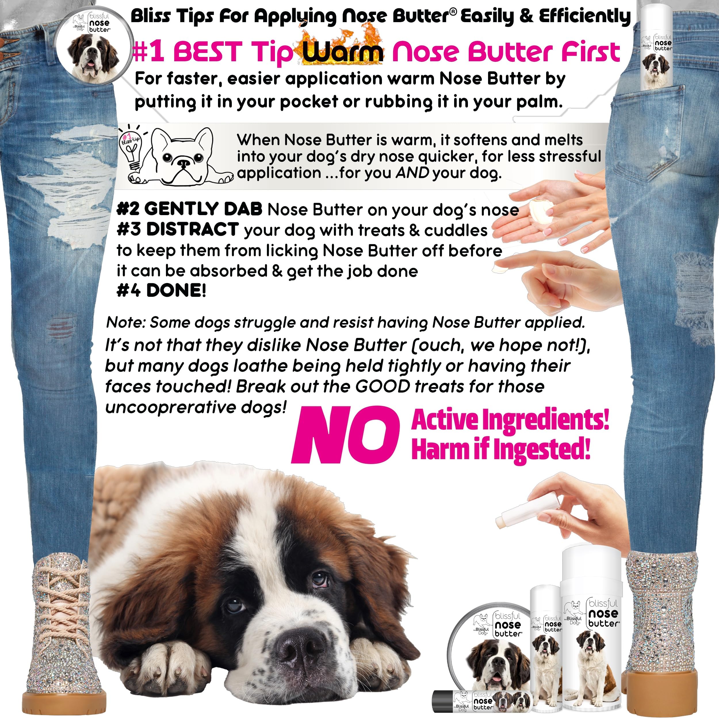 The Blissful Dog Saint Bernard Unscented Nose Butter - Dog Nose Butter, 2 Ounce